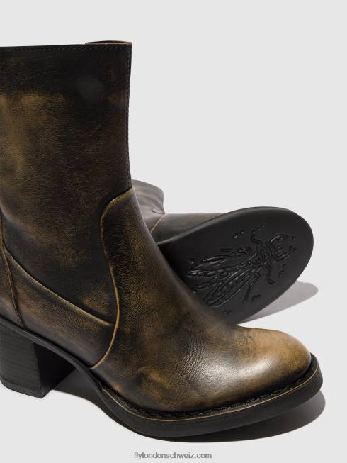 CH Fly London Frauen Stiefeletten mit Reißverschluss becy097 Olive 266467