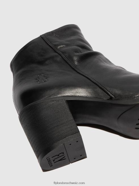 CH Fly London Frauen Stiefeletten mit Reißverschluss bell061 Verona schwarz 2664185