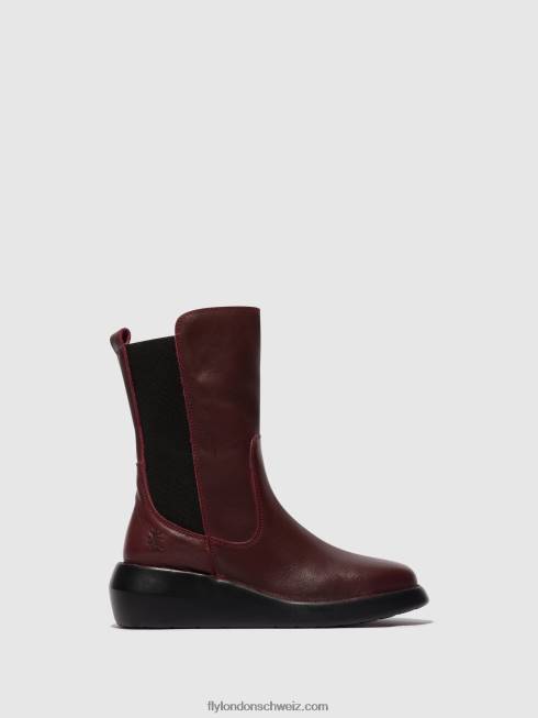 CH Fly London Frauen Stiefeletten mit Reißverschluss brin516 Bordeaux 266464