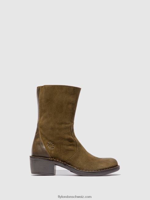 CH Fly London Frauen Stiefeletten mit Reißverschluss mane073 Ölsuede/Teppichschlamm/Oliv 2664180