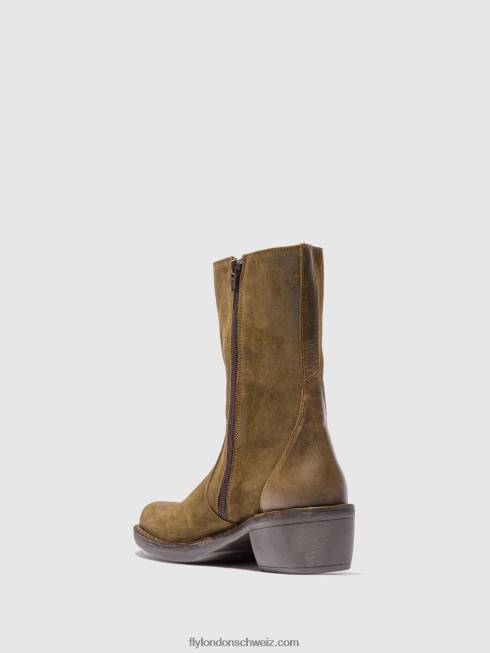 CH Fly London Frauen Stiefeletten mit Reißverschluss mane073 Ölsuede/Teppichschlamm/Oliv 2664180