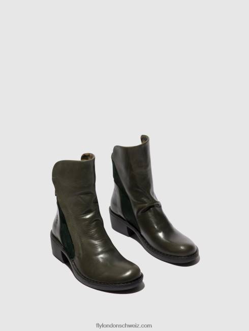 CH Fly London Frauen Stiefeletten mit Reißverschluss mely074 Diesel/grüner Wald 266457