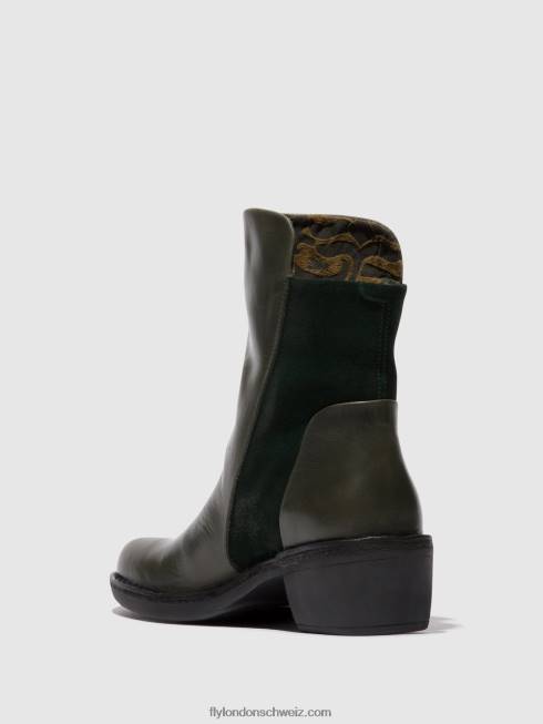 CH Fly London Frauen Stiefeletten mit Reißverschluss mely074 Diesel/grüner Wald 266457