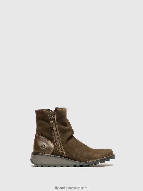 CH Fly London Frauen Stiefeletten mit Reißverschluss mon944 Schlamm/Olive 266412