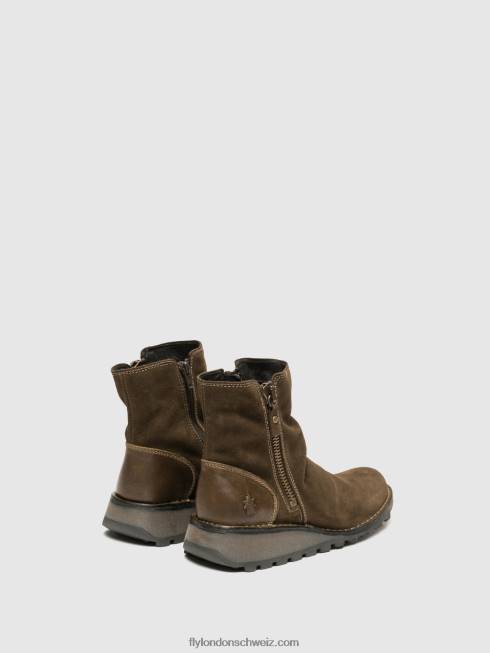 CH Fly London Frauen Stiefeletten mit Reißverschluss mon944 Schlamm/Olive 266412