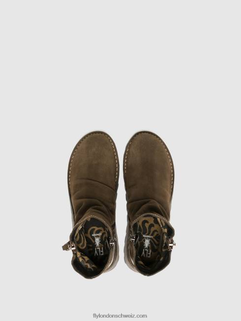 CH Fly London Frauen Stiefeletten mit Reißverschluss mon944 Schlamm/Olive 266412