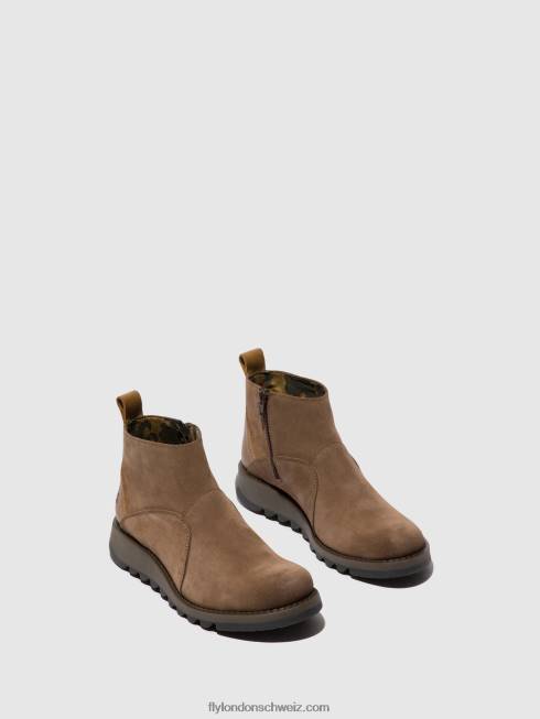 CH Fly London Frauen Stiefeletten mit Reißverschluss sely918 Taupe/Kamel 266437