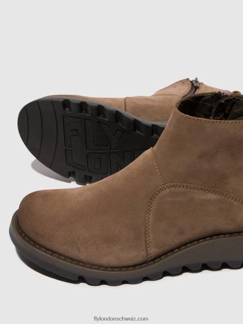 CH Fly London Frauen Stiefeletten mit Reißverschluss sely918 Taupe/Kamel 266437