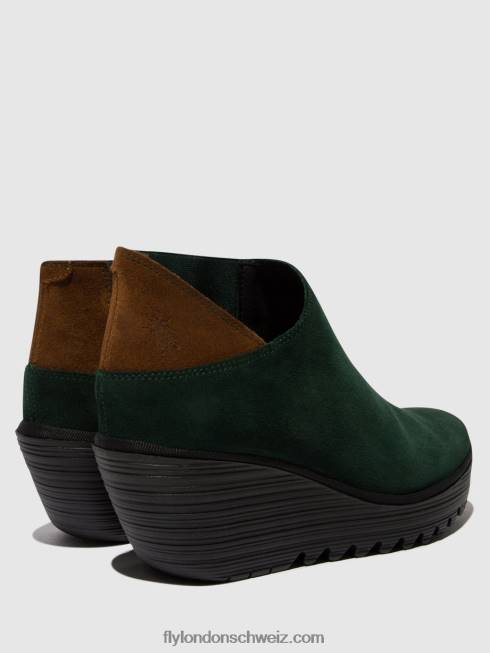 CH Fly London Frauen Stiefeletten mit Reißverschluss yego400 Waldgrün/Kamel 266430