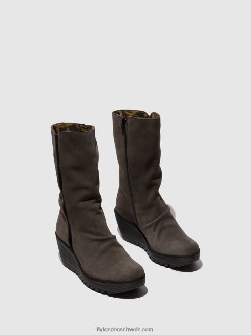 CH Fly London Frauen Stiefeletten mit Reißverschluss yemy408 diesel/schwarz 266429