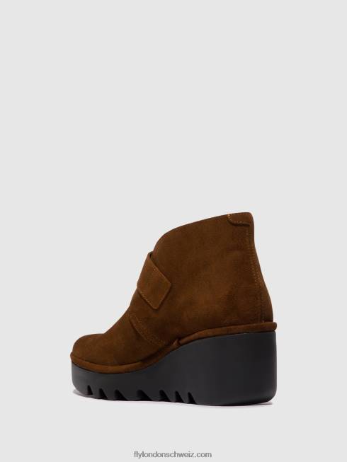 CH Fly London Frauen Stiefeletten mit Schnalle birt397 Kamel 2664150