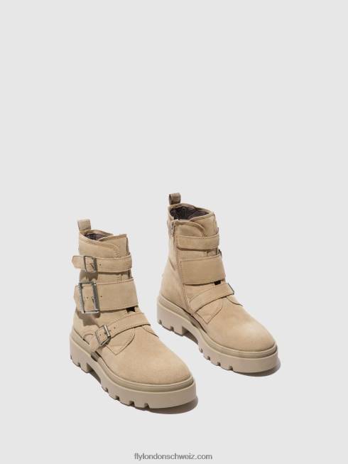 CH Fly London Frauen Stiefeletten mit Schnalle jeda817 Wildledercreme 2664242