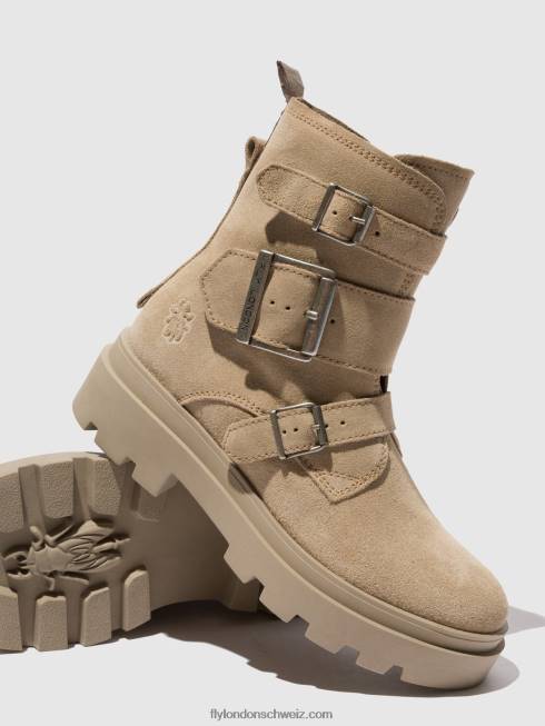 CH Fly London Frauen Stiefeletten mit Schnalle jeda817 Wildledercreme 2664242