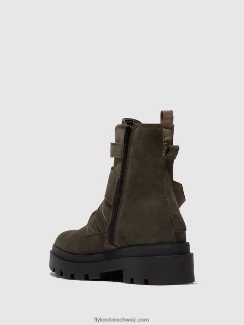 CH Fly London Frauen Stiefeletten mit Schnalle jeda817 grau 2664156