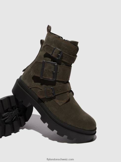 CH Fly London Frauen Stiefeletten mit Schnalle jeda817 grau 2664156