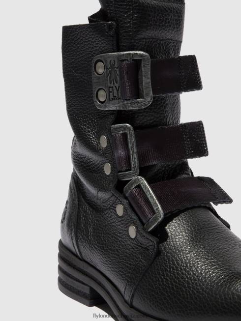 CH Fly London Frauen Stiefeletten mit Schnalle kiff682 Rio schwarz 2664238