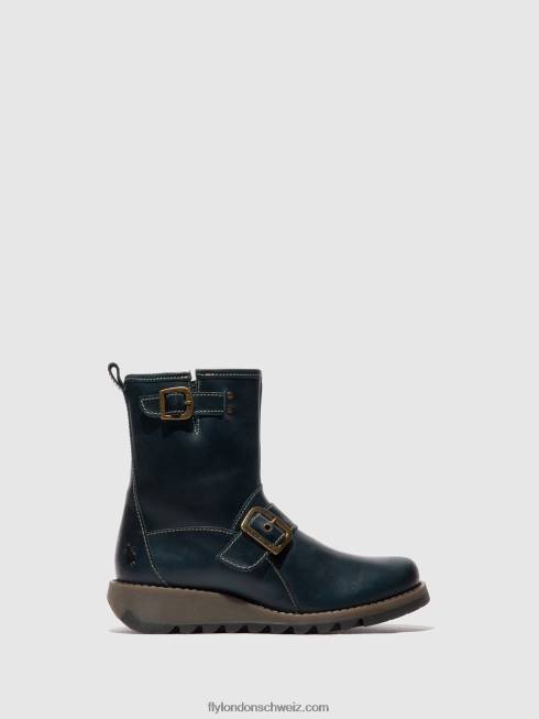 CH Fly London Frauen Stiefeletten mit Schnalle sino525 Königsblau 2664137