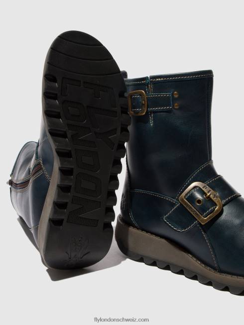 CH Fly London Frauen Stiefeletten mit Schnalle sino525 Königsblau 2664137