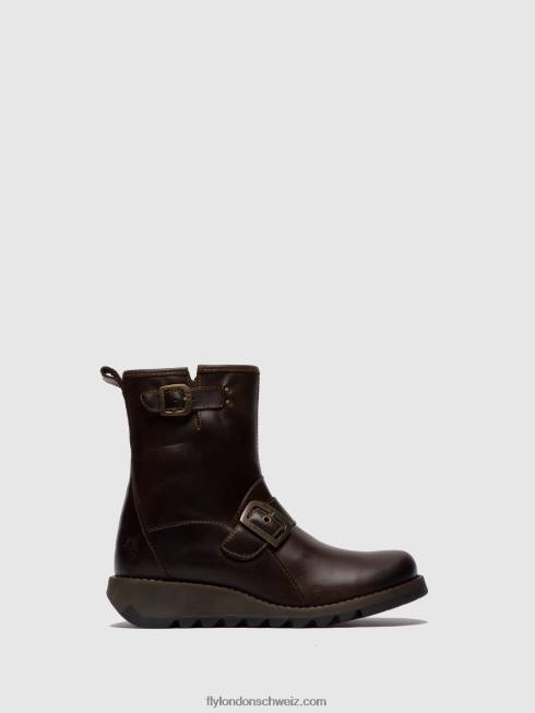 CH Fly London Frauen Stiefeletten mit Schnalle sino525 dunkelbraun 2664266